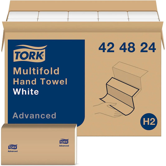Tork 1-Ply Advanced Multifold Hand Paper Towels, White, Pack of 250 Sheets, Case of 16 Packs