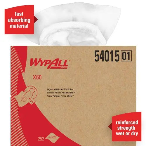 WypAll X60 Wipers, BRAG Box, 252 Wipers, White