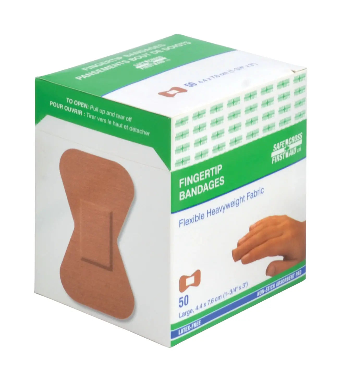 FIRST AID FABRIC FINGERTIP LARGE BANDAGES 50/box