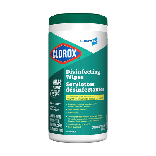 Clorox Commercial Solutions Disinfecting Wipes, Fresh Scent, Canister of 75 Wipes