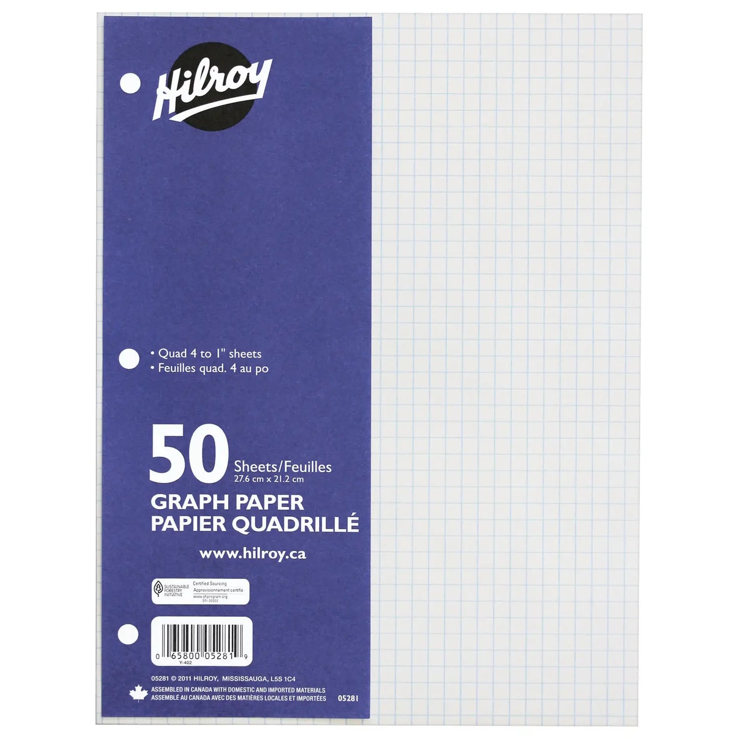 GRAPH PAPER 4 QUAD/IN 3 HOLE