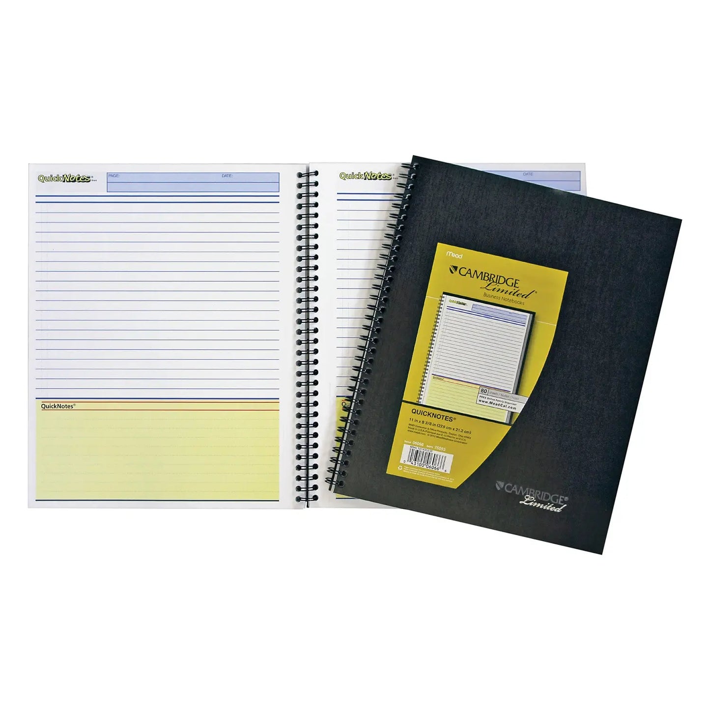 Cambridge Limited QuickNotes Business Notebook, Black Cover, 9 3/16" x 11", 80 Sheets/160 Pages