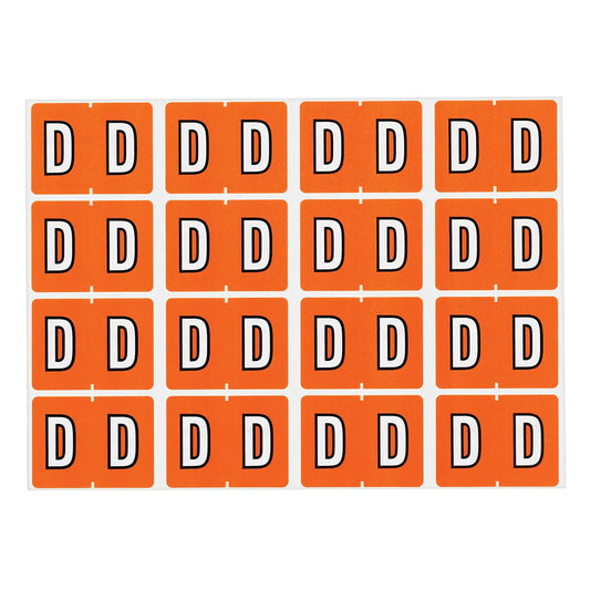 LABEL ALPHABETIC DK ORANGE -D-