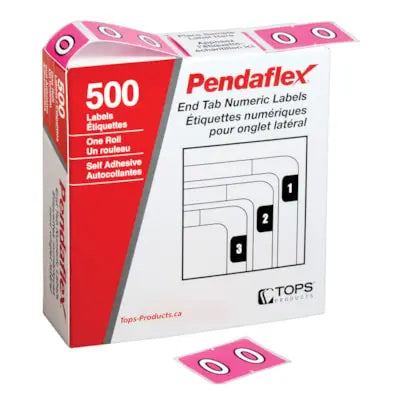 Pendaflex Numeric Colour-Coded Labels - 0 - Pink