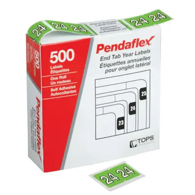 Pendaflex 2024-Year Colour-Coded Labels, Light Green, 1-1/8" x 1-3/8" (500/BX)