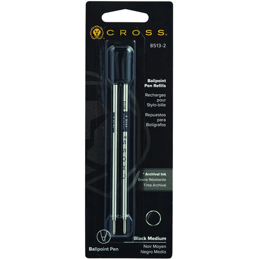 Cross Ballpoint Pen Black Refill, Tip size: medium, 2/PK