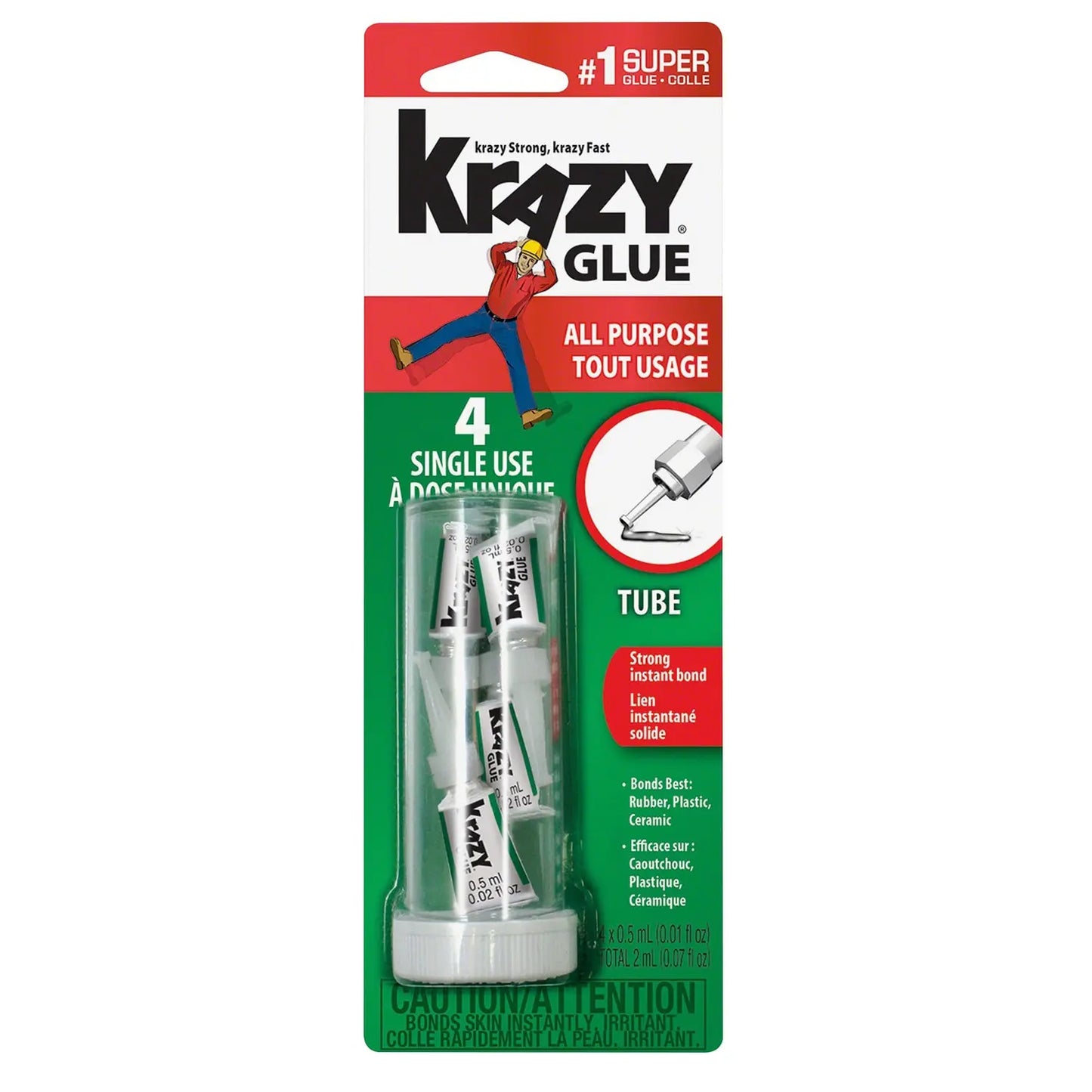 Krazy Instant Glue, Single-Use Tubes 4/Pack