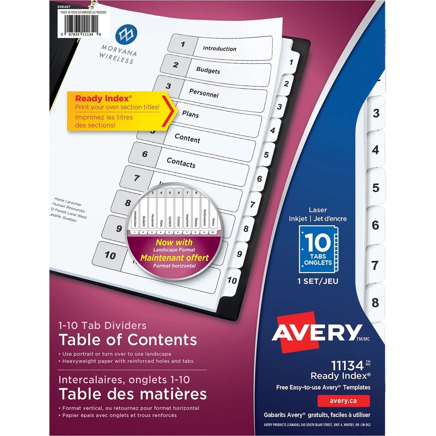 Avery Ready Index Customizable Table of Contents Dividers, Black and White, Numbered (1-10), Letter-Size, 10 Tabs/ST, 1 Set/PK