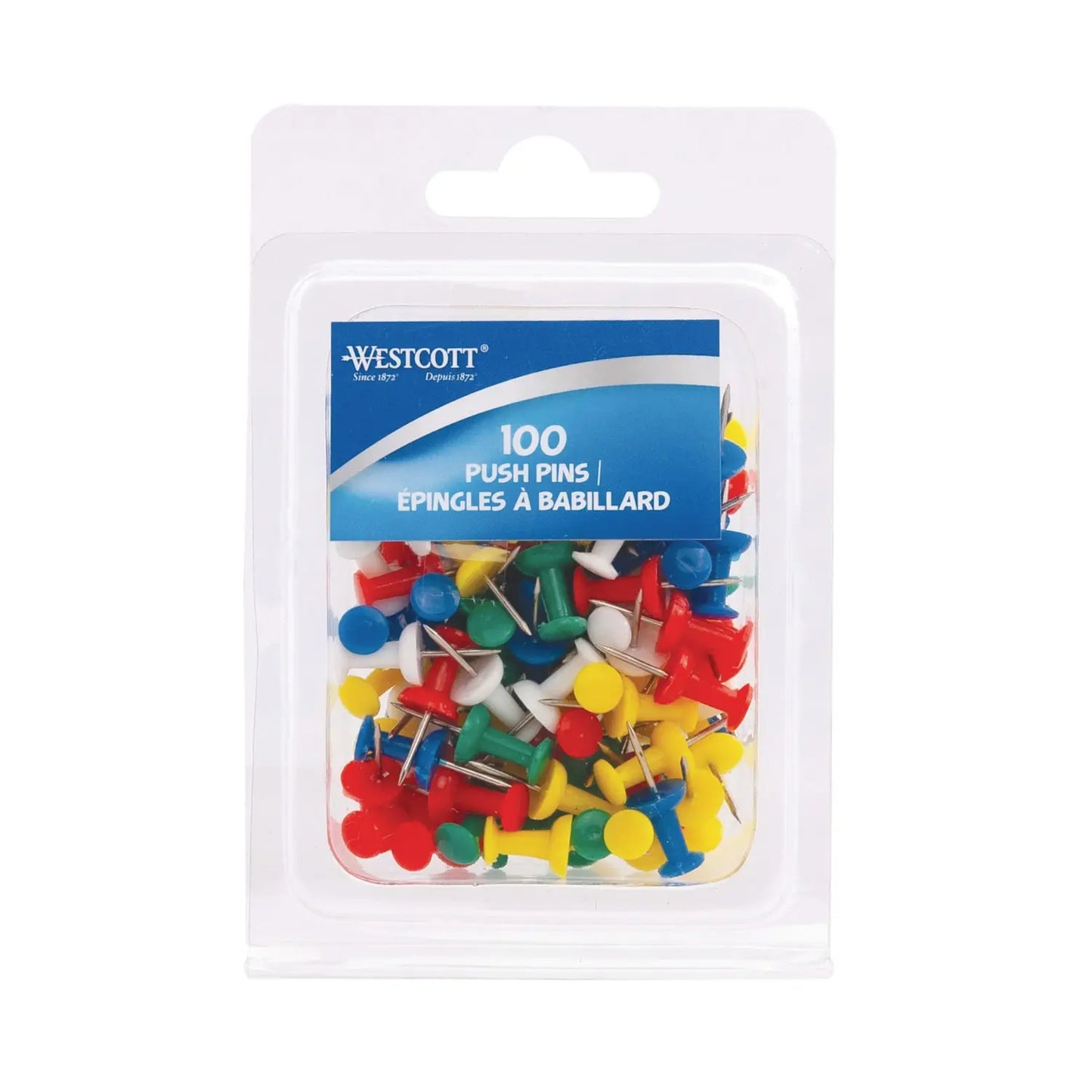 Westcott Push Pins, Assorted Colours, Pack of 100