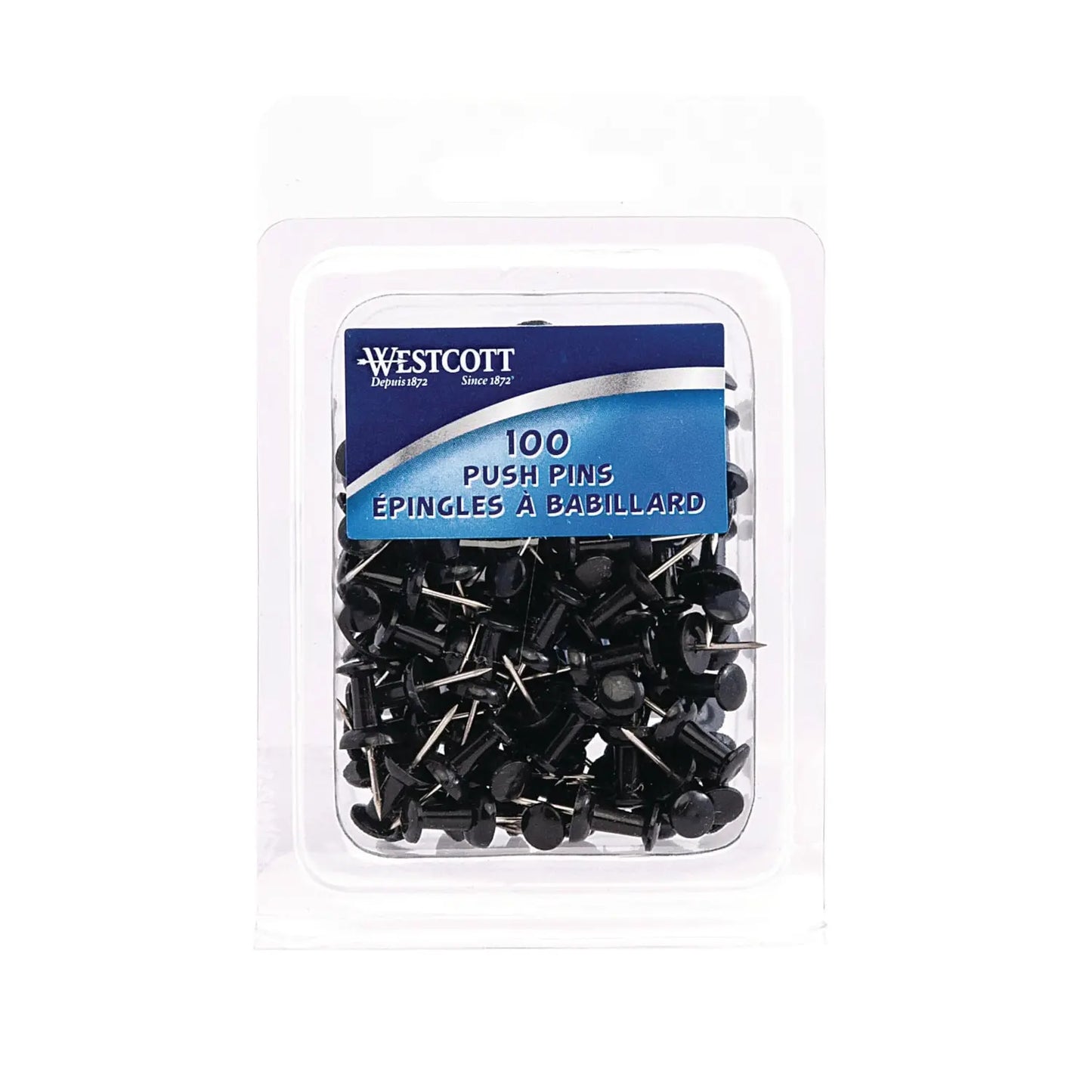 Westcott Push Pins, Black, Pack of 100