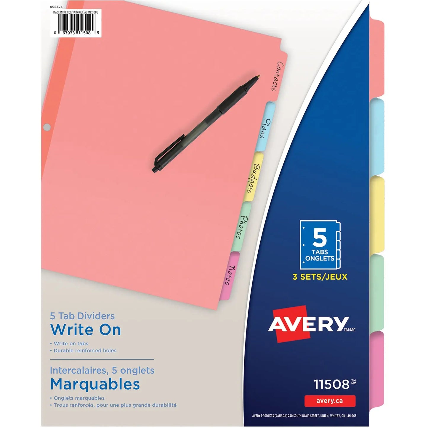 AVERY WRITE ON DIVIDERS 5 TAB