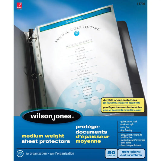 Wilson Jones Non-Glare Letter-Size Sheet Protectors, Box of 50