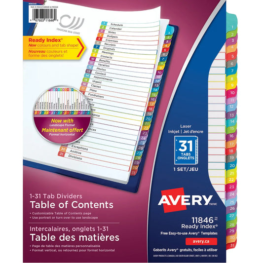 AVERY INDX NUM 31 TAB COLOR