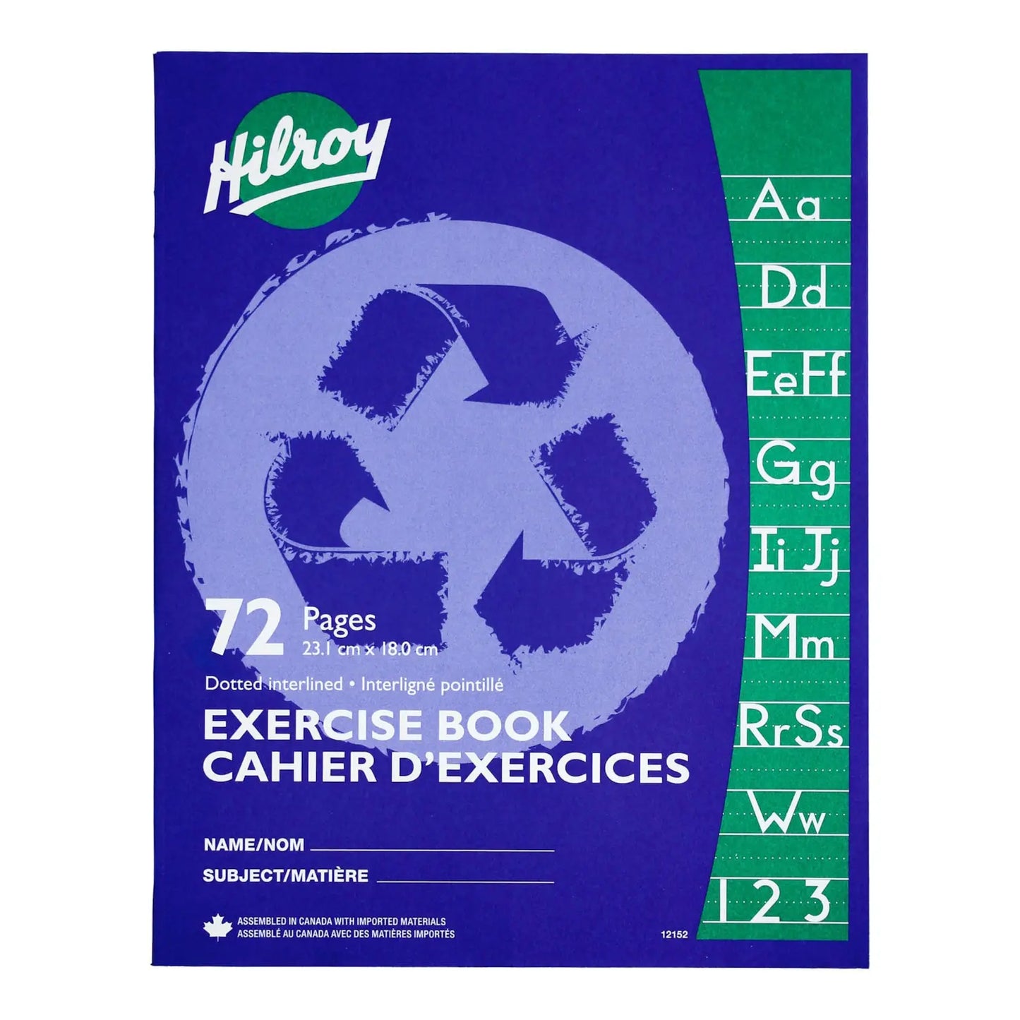 Hilroy Recycled Dotted Interline with Margin Ruling Exercise Book, Dark Blue, 72 Pages