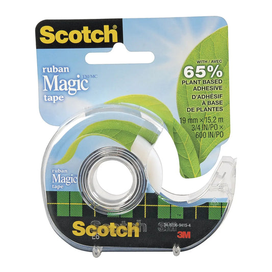 Scotch Magic Tape with Plant-Based Adhesive and Refillable Dispenser