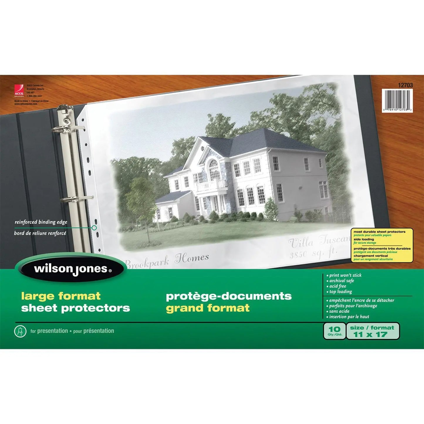 Wilson Jones Clear Large-Format Page Protectors, 11" x 17", Pack of 10