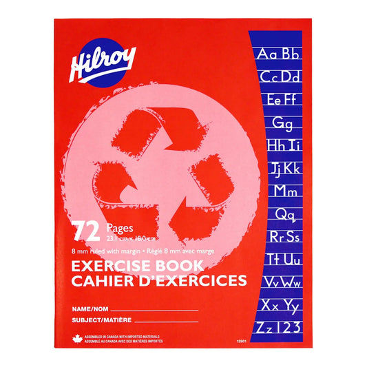 Hilroy Recycled 8 mm with Margin Ruling Exercise Book, Red, 72 Pages