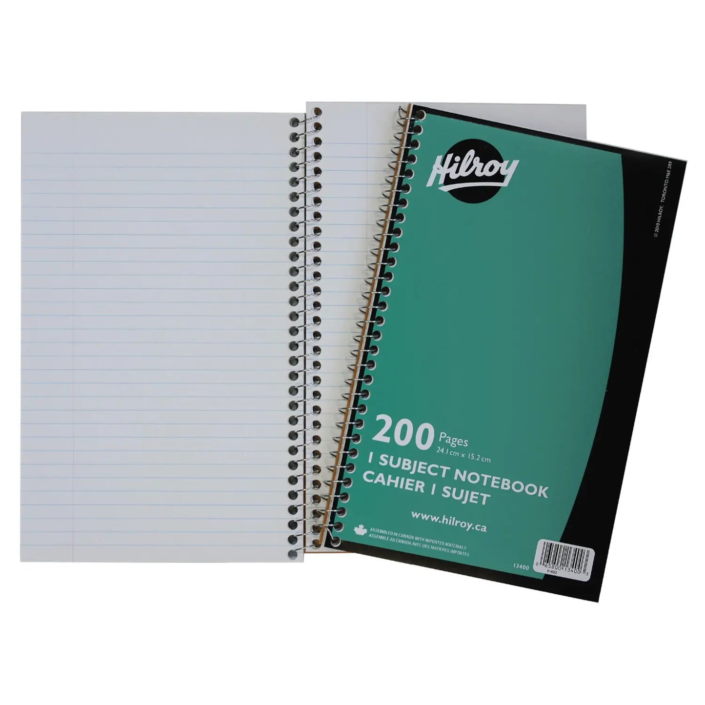 Hilroy 1-Subject Coil Notebook, Green, 9-1/2" x 6", 200 pages