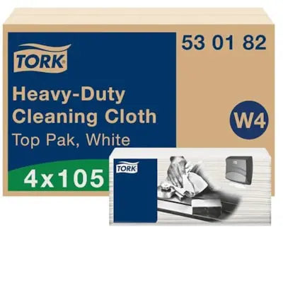 Tork Advanced Heavy-Duty Cleaning Cloth, White, Box of 105 Sheets, Case of 4