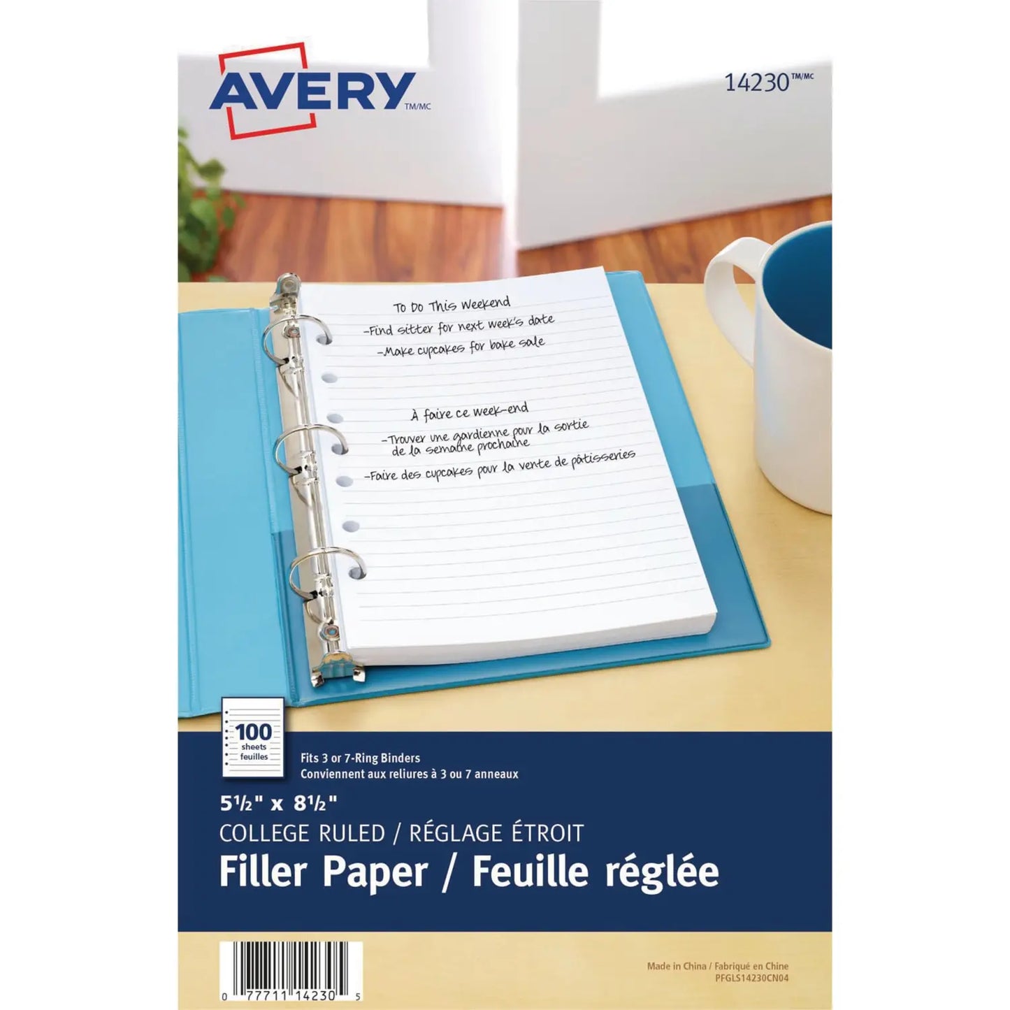 Avery College-Ruled Filler Paper, White, Lined, 5-1/2" x 8-1/2", Pack of 100 Sheets