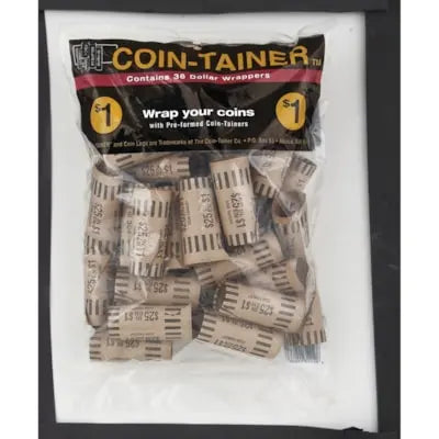 Coin-Tainer Paper Coin Tubes, $1 coins, Pack of 36