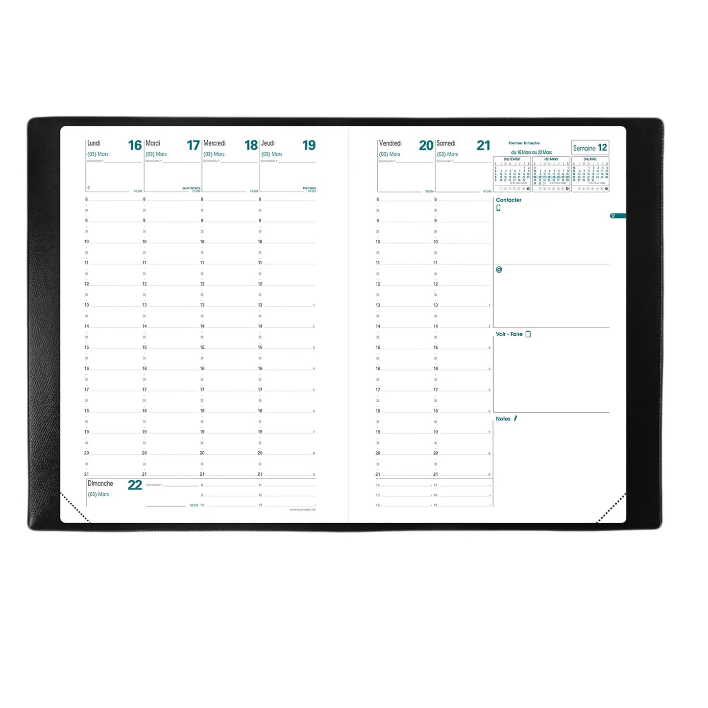 Quo Vadis Minister 13-Month Weekly Appointment Planner, Freeport Assorted Colours, 6-1/4" x 9-1/2", December-December, French