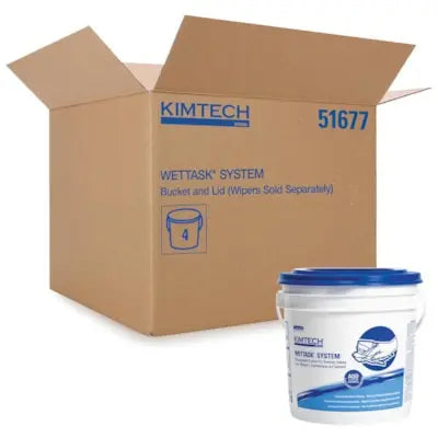 WypAll® WetTask Customizable Wet Wiping System Buckets with Lids (51677), White, Standard Size (4 Buckets/Case)