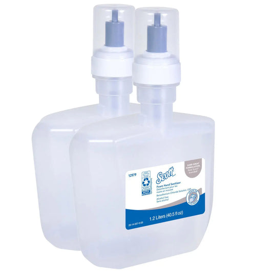 Scott® Essential Alcohol Free Foam Hand Sanitizer, Unscented, Clear, 1.2 L, Carton of 2