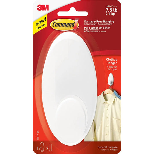 Command Clothes Hanger, White, 7 1/2 lb Capacity