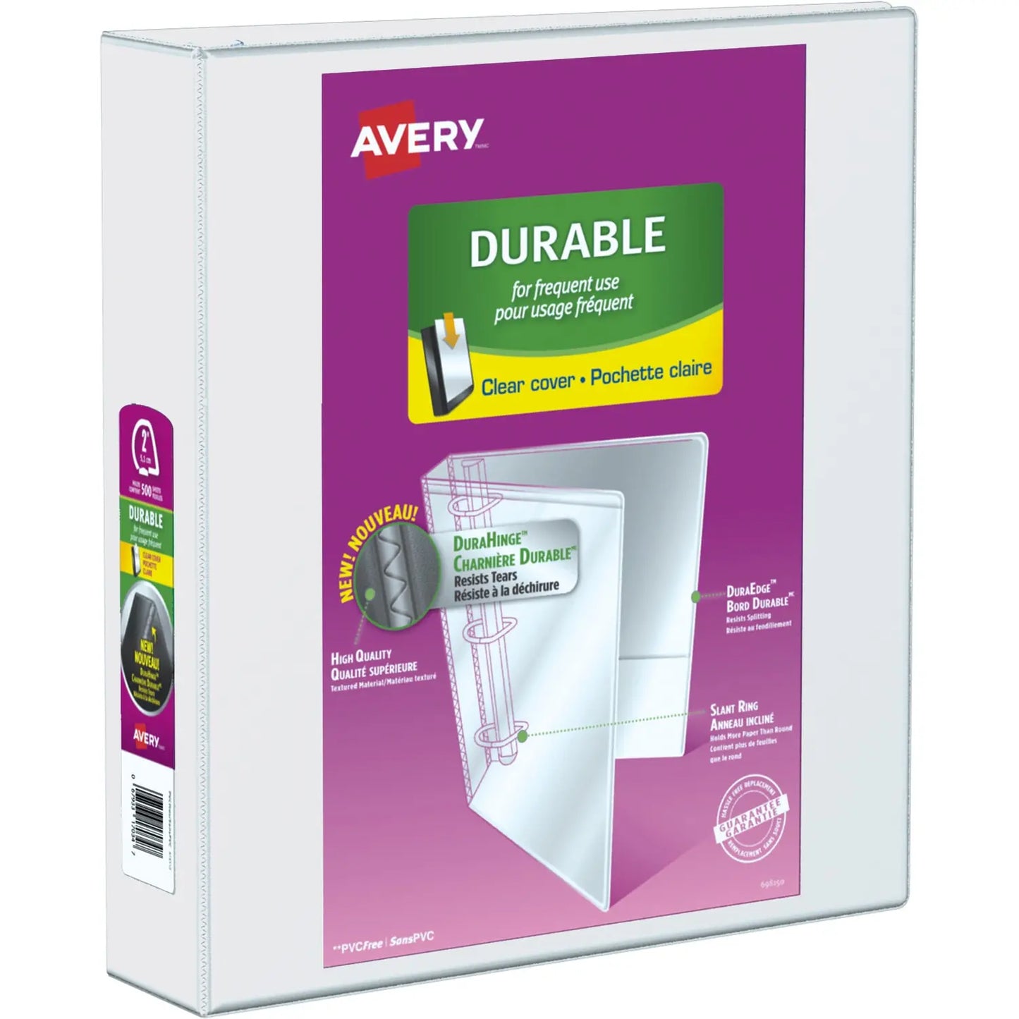 Avery 2" Durable View Slant-D Ring Letter-Size Presentation Binder, White