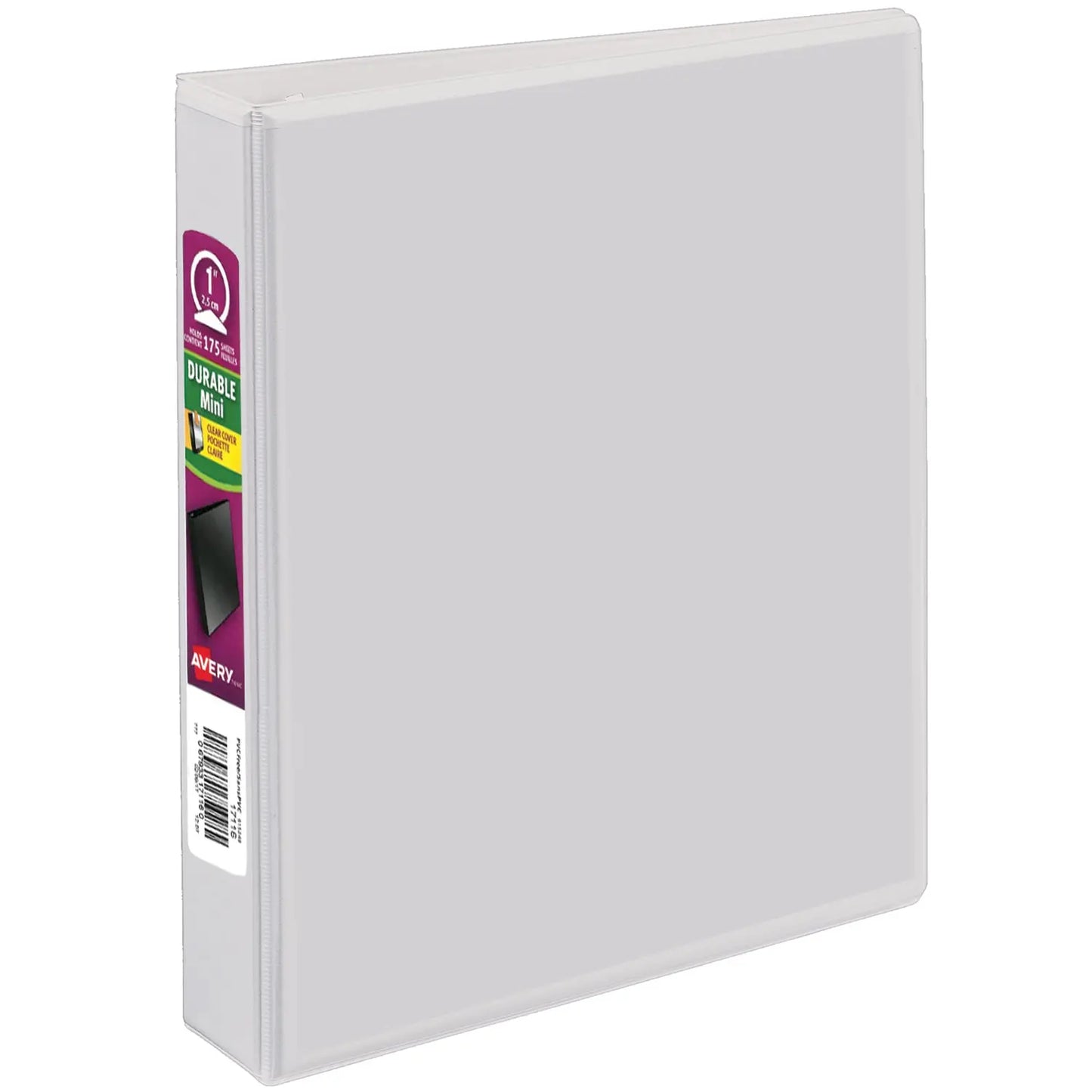 Avery Durable View Mini Binder, Round-Ring, 1", 5 1/2" x 8 1/2"), White