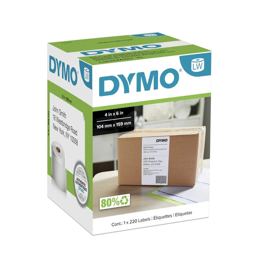 DYMO LabelWriter Thermal 4XL Shipping Labels, White, 4" x 6", Box of 220 Labels