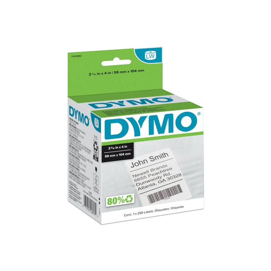 DYMO LabelWriter Polypropylene Shipping Labels, White, 2-5/16" x 4", Roll of 250 Labels, Box of 1 Roll