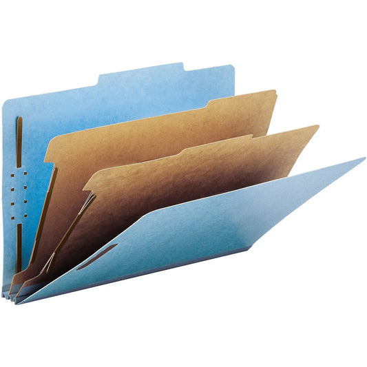 Smead Pressboard 2-Divider Classification Folders, Blue, Legal-Size, 10/BX