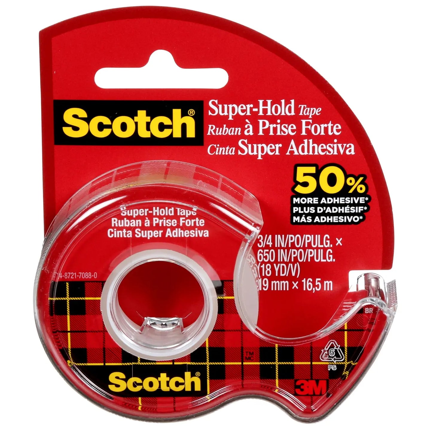 Scotch Super-Hold Tape, Clear, 19 mm x 16.5 m