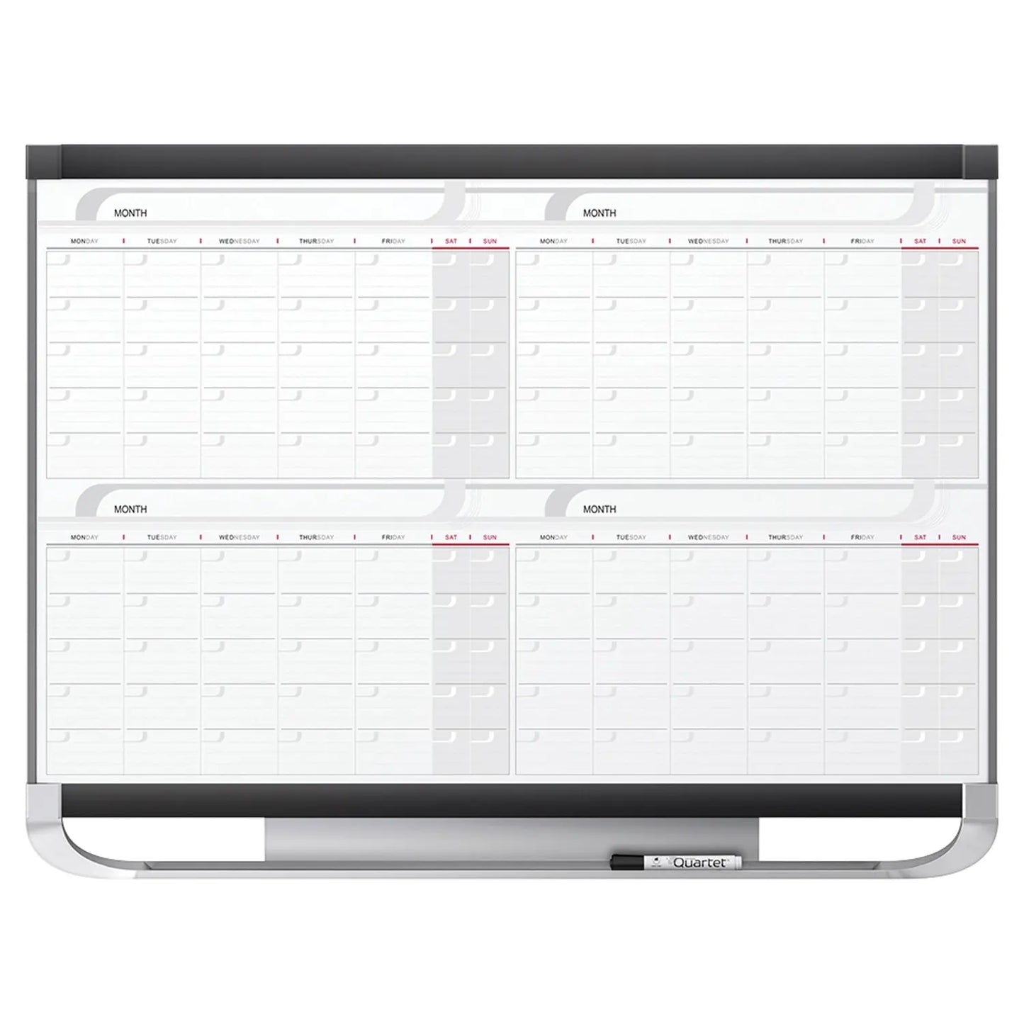 Quartet® Prestige 2 Magnetic 4-month Dry-Erase Whiteboard Calendar, 48" x 36", English