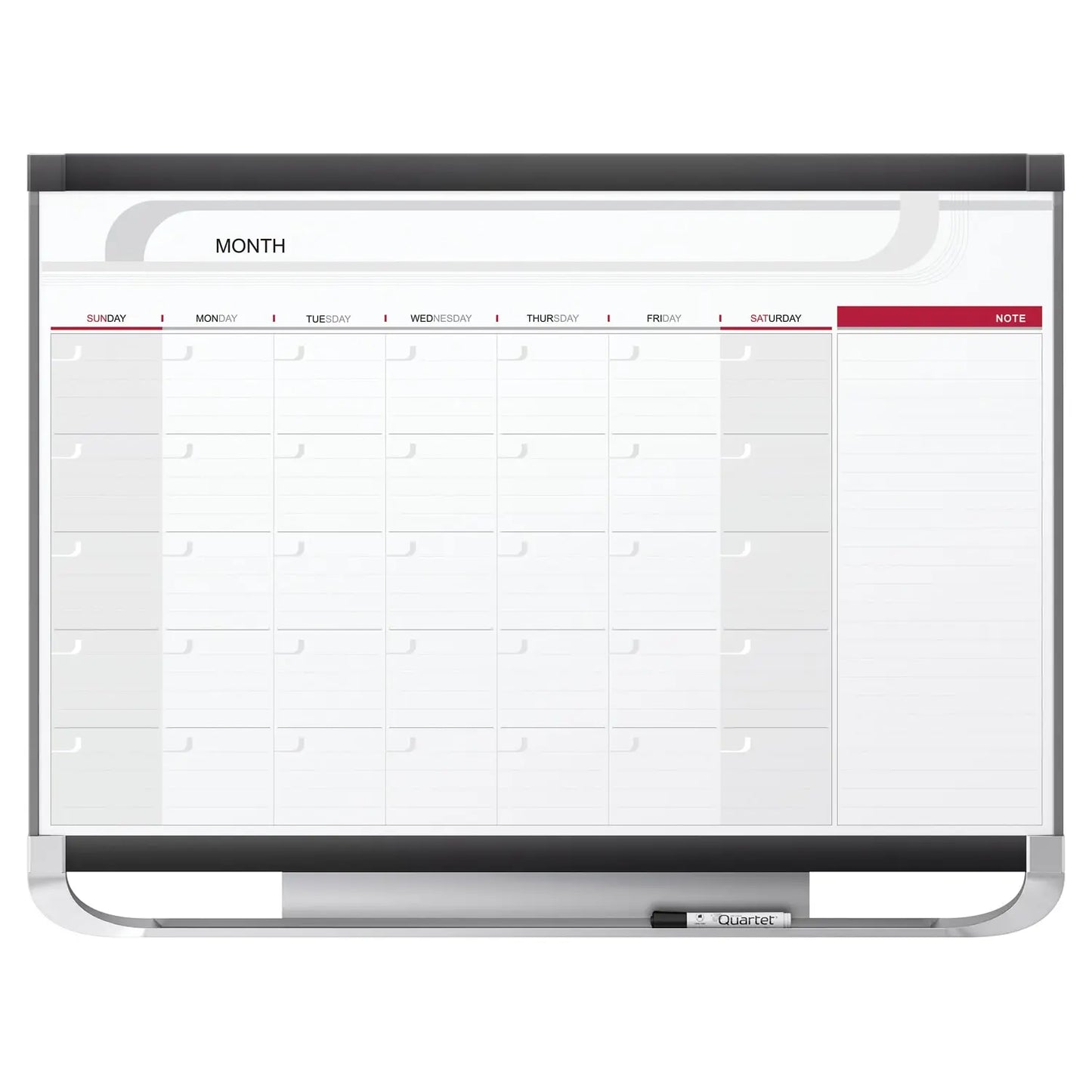 Quartet® Prestige 2 Magnetic 1-Month Dry-Erase Whiteboard Calendar, 36" x 24", English