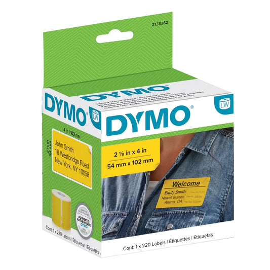 DYMO® Labels for LabelWriter® Label Printers, Yellow, 2-1/8" x 4" (220 Labels/Roll)