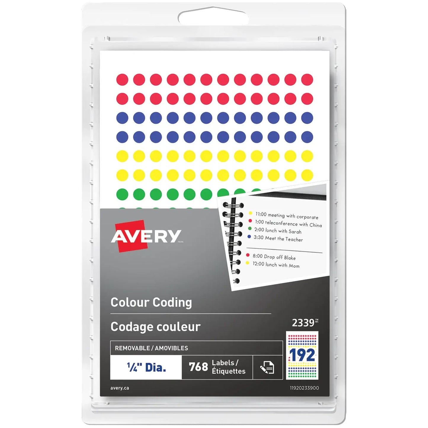 Avery Removable Colour-Coding Labels, Assorted Colours, 1/4" diameter, Sheet of 192 Labels, Pack of 4 Sheets