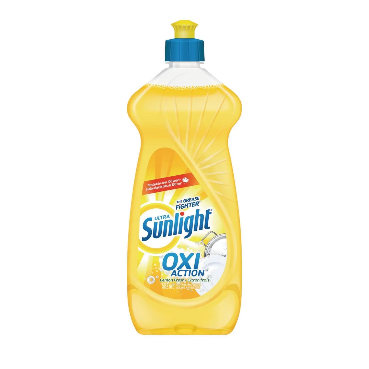 Ultra Sunlight Oxi Action Liquid Dish Soap, Lemon Fresh Scent, 562 mL