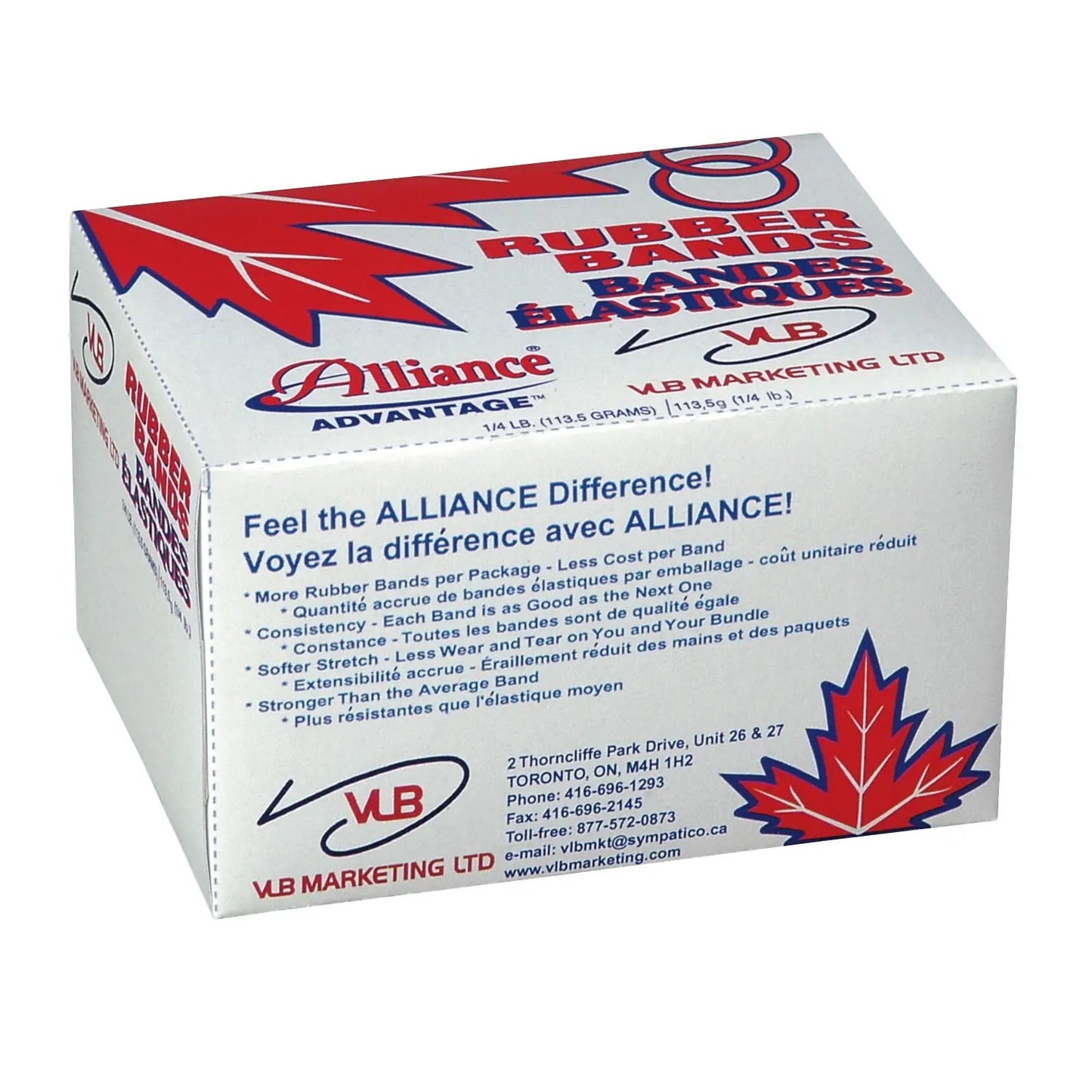 Alliance Size #32 Rubber Bands, 1/8"W x 3"L, Box of 175