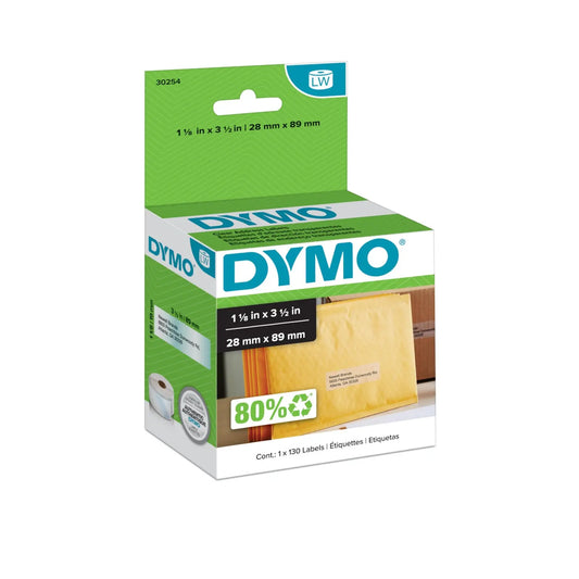 DYMO LabelWriter Address Thermal Labels, Clear, 1 1/8" x 3 1/2", Box of 130 Labels