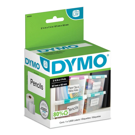 DYMO LabelWriter Medium Multi-Purpose Thermal Labels, 2-1/4" x 1-1/4", Box of 1,000 Labels