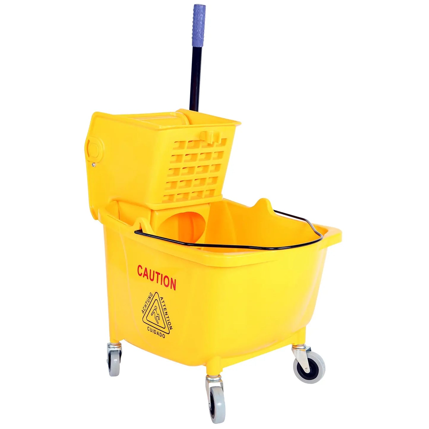 Globe Commercial Products 35-Qt Side Press Bucket and Wringer, Yellow