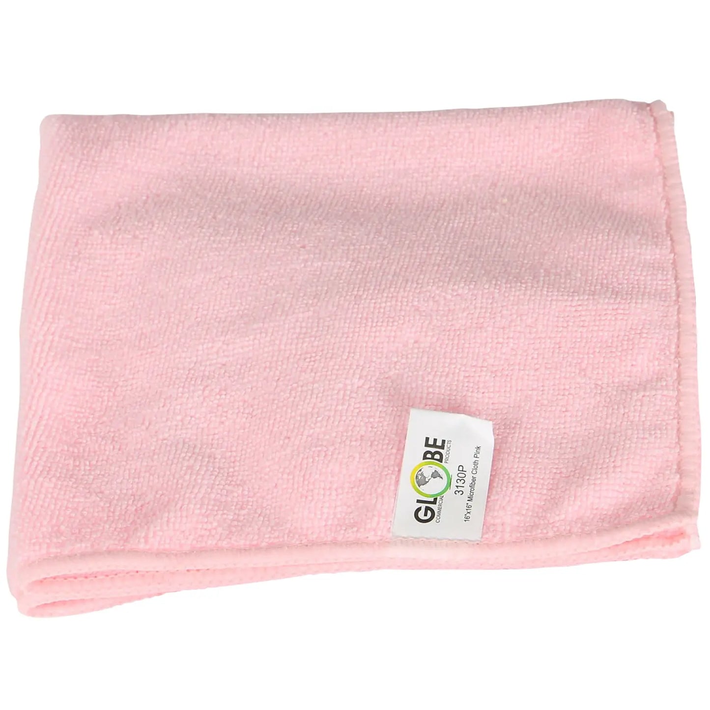 Globe Commercial Products Microfibre Cloths, Pink, 16" x 16", 10/PK