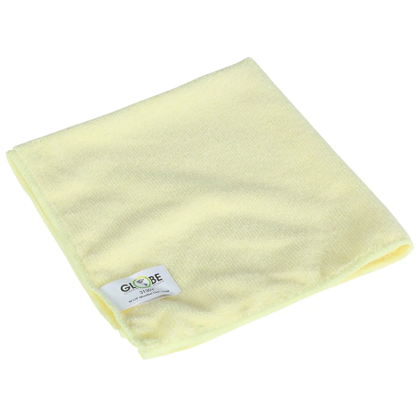 Globe Commercial Products Microfibre Cloths, Yellow, 16" x 16", 10/PK