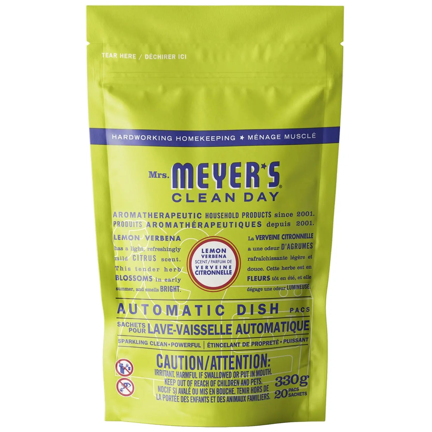 Mrs. Meyer's Clean Day Automatic Dishwasher Detergent Pods, Lemon Verbena, Pack of 20