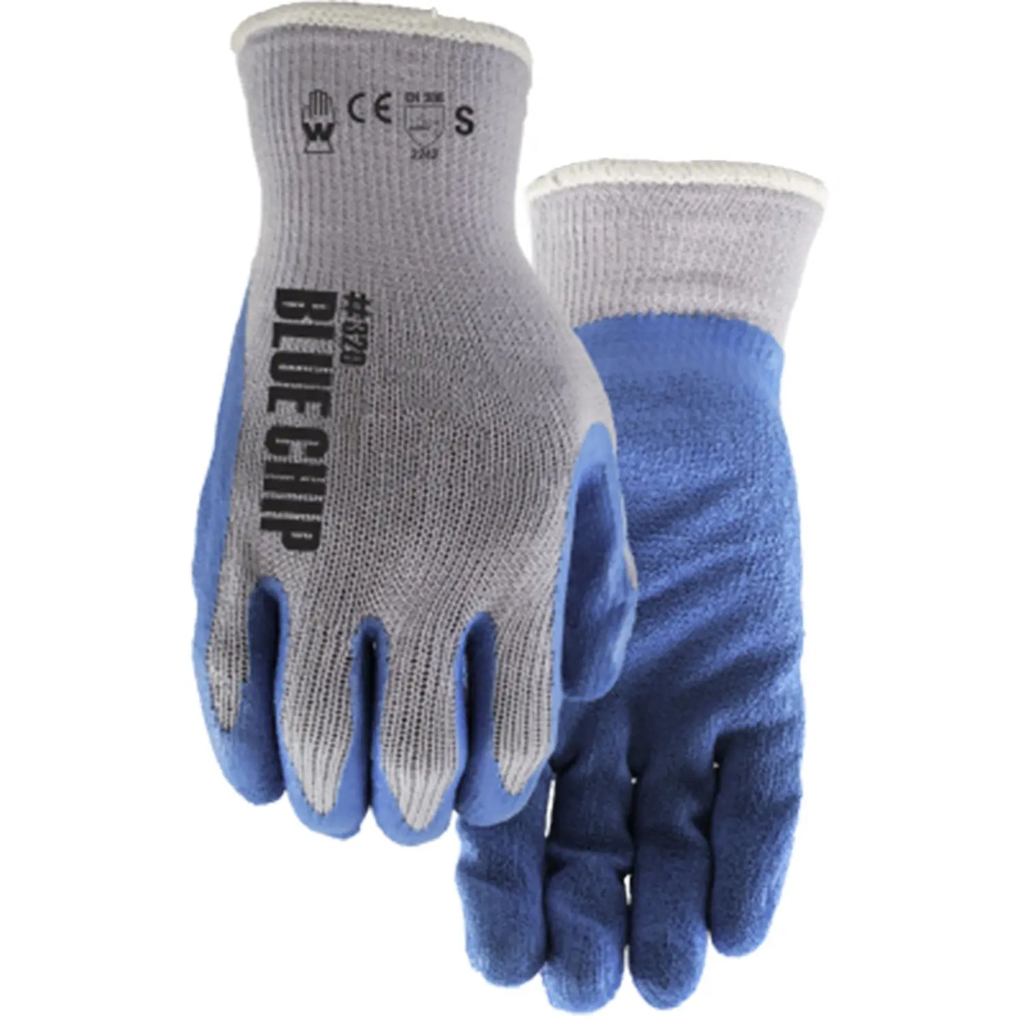 Watson Gloves Blue Chip-Coated Rubber Latex Gloves, Large, Blue, 6 pairs per pack