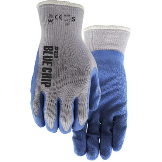 Watson Gloves Blue Chip-Coated Rubber Latex Gloves, Large, Blue, 6 pairs per pack