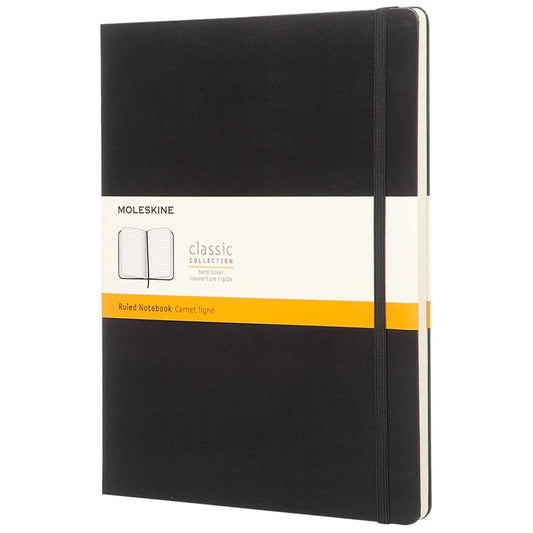 Moleskine Classic Extra Large Hardcover Notebook, Ruled, Black, 7" x 10"